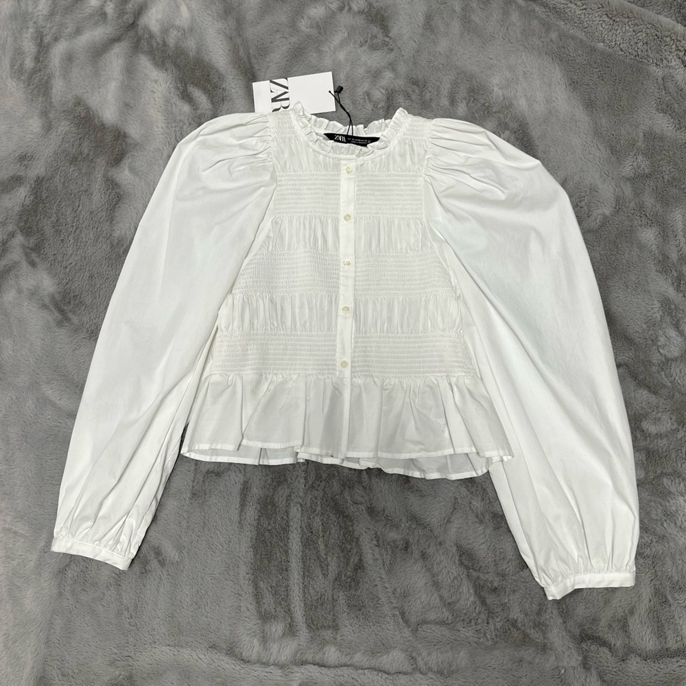Zara White Button-Up Blouse